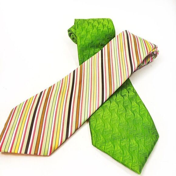Bright Vintage Tie Bundle: RBM Green Silk & Wembley Striped Poly - Picture 10 of 12